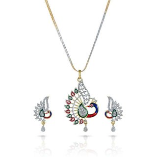                       Hetprit Brass Gold Plated Pendent Set For Woman                                              