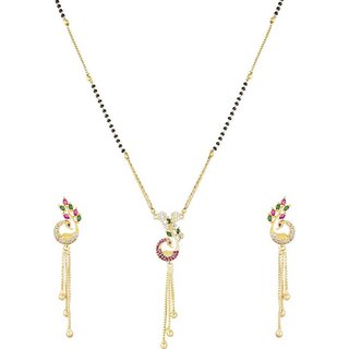                       Hetprit Brass Gold Plated Peacock Design Mangal Sutra For Woman                                              