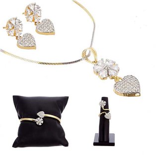                       Hetprit Brass Gold Plated Beautiful Pendent Set Combo For Woman                                              