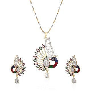                       Hetprit Brass Gold Plated Pendent Set For Woman                                              