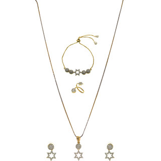                       Hetprit Trendy Brass Pendent Combo Set  For Women                                              