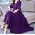 Raabta Dark Purple V-neck Dress With Knotes 0104 by Raabtaa Fashion