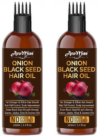 AroMine Onion Black Seed Hair Oil for Hair Growth  Hair Fall Protection 200ml( Each 100ml)