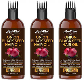 AroMine Onion Black Seed Hair Oil for Hair Growth  Hair Fall Protection 300ml( Each 100ml)