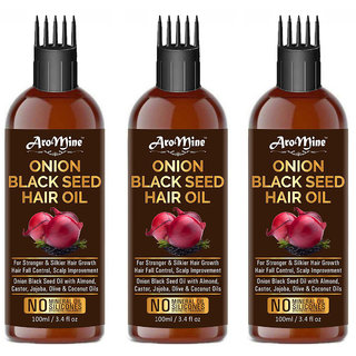 AroMine Onion Black Seed Hair Oil for Hair Growth  Hair Fall Protection 300ml( Each 100ml)