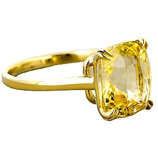                       Natural yellow sapphire finger ring original & certified gems pushkar for men & women                                              