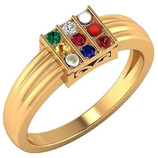                       Navgrah ring natural crystal stone gold plated navratna ring ( nav stone ) for men  women                                              