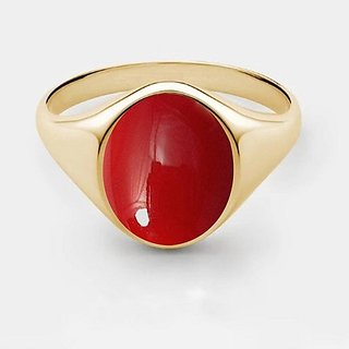                       red munga coral ring natural  original gemstone proble gold plated ring for unisex                                              