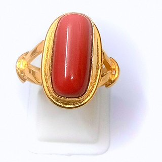                       natural red coral ring lab certified  precious beautiful fing gold plated ring for unisex                                              