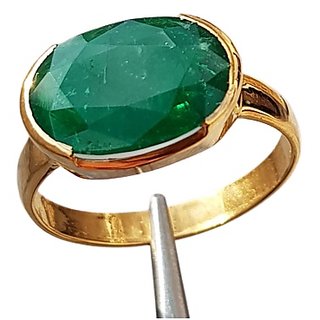                       Natural Emerald stone ring certified  beautiful panna gold plated ring 6.25 ratti for men                                              
