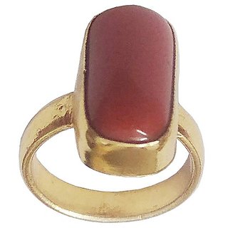                       certified coral ring natural & original moonga gemstone proble gold platd ring                                              