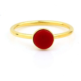                       original moonga  ring 5.25 carat red coral stone gold plated ring for women  men by CEYLONMINE                                              