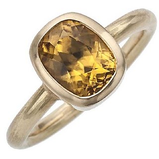                       5.00 ratti yellow sapphire ring precious beautiful pukhraj gold plated ring for unisex                                              