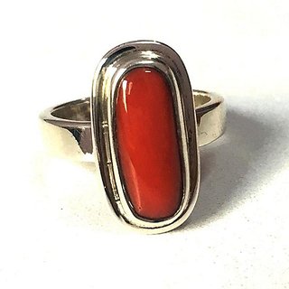                       Coral ring 5.00 carat moonga gemstone precious  beautiful gold plated ring for men  women                                              