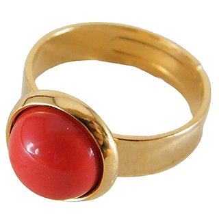                       Munga stone gold plated ring natural & certified coral precious stone ring for unsiex                                              