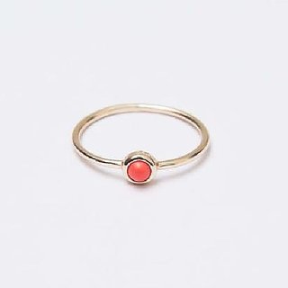                       coral stone ring natural gemstone moonga gold plated ring 6.00 ratti for men & women                                              