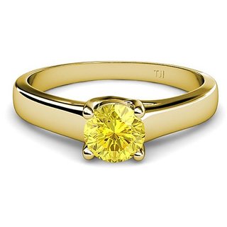                       natural pukhraj ring original & precious yellow sapphire gemstone gold plated ring for unisex                                              