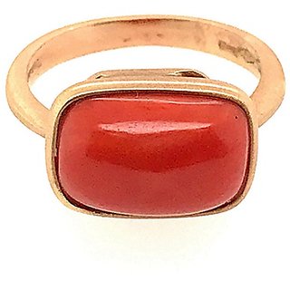                       coral ring original & precious gemstone moonga gold plated ring 6.25 ratti for astrological purpose by CEYLONMINE                                              
