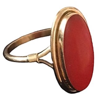                       munga gold plated ring natural  beautiful red coral gemstone ring 4.25 carat stone by CEYLONMINE                                              