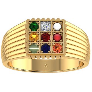                       navgrah crystal ring original & natural gemstone Navratna gold plated ring for men                                              