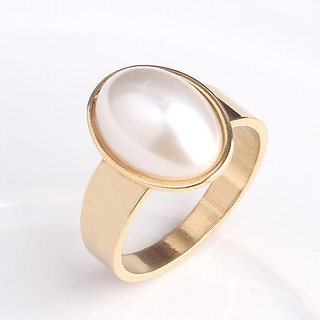                       pearl stone ring 5.00 carta  moti precious gemstone gold plated ring for unisex by CEYLONMINE                                              