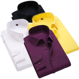 Fashionable Plain Cotton Casual Shirt For Men Combo Of 4