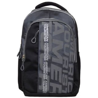 American Tourister Black and Gray Polyester Laptop Bag/ Backpacks