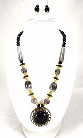 Minha Handicraft Fashionable Partywear Design Multicolor Necklace +Earring