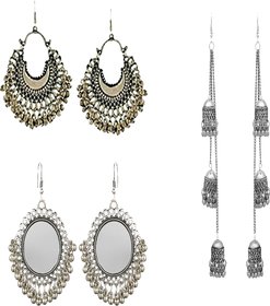 Minha Best combo of fashion oxidised earring combo set pair of 3 for Women and girls
