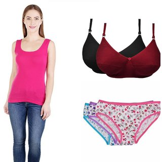 Minha pack of camisol, 2 padded bra and 2 panty set 0067