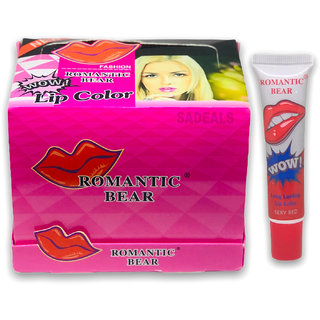 ROMANTIC BEAR Women Make Up Tint Long Lasting Tint Lip Peel Off Lipstick Full lips Lip Gloss Tatto - Sexy Red 24 Pcs of