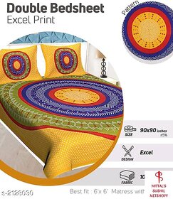 Multicolor Abstract Cotton Double Bedsheets - 1 Double Bedsheet 2 Pillow Cover
