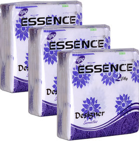 ESSENCE Tissue Paper Napkins 2 Ply Designs Printed Party Napkins Purple - 50 Serviettes (Pack of 3)
