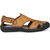 El Paso Mens Tan Artificial Leather Velcro Closure Comfort Casual Sandals