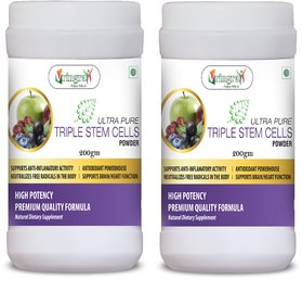 Vringra Triple Stem Cell - Herbal Powder To Boost Immunity - Health Supllement - Green Apple Stem Cell (Pack Of 2)