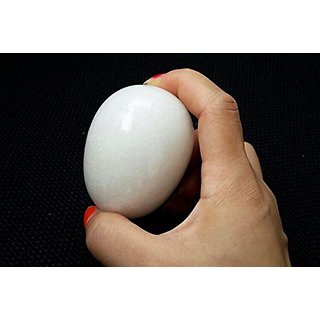                       Hoseki 1 piece handmade White marble stone egg shape hot spa massage tool for health care                                              