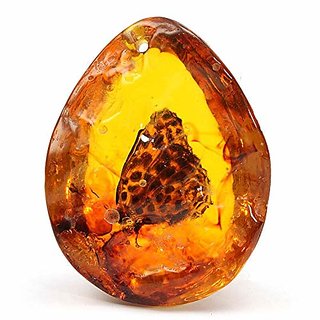                       Hoseki Beautiful Butterfly Insects Stone Pendant Necklace Thickness Gemstone for DIY Jewellery Crafts                                              