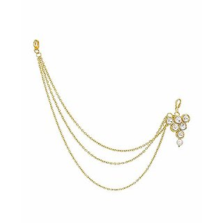                       Hoseki Gold Plated Chain with Pearl Layer and Kundan Stones Mangtika for Women                                              