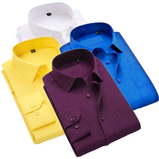 Fashion Clothing Plain Cotton Casual Shirt For Men Combo Of 4