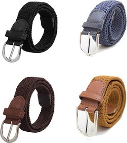TMN Unisex four color Tan, Black, Brown and Grey Stretchable Belts (BT-GRY006,BT-TAN005,BT-BLK004,BT-BRN001)