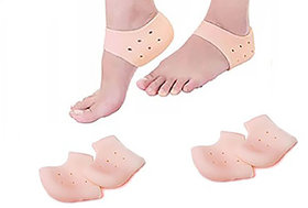 Lucky Traders (2Pair) Crack Heel Support Gel Flat Foot Support Silicon Cushion Heel Pad Moisturizing Silicone Gel Heel Socks