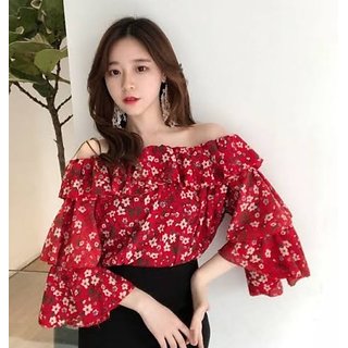 Raabta maroon off shoulder top 2025