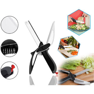                       Silver Shine Clever Cutter 2-in-1 Food Chopper Multifunction Kitchen vegetable Scissors Cutter-Replace Kitchen Knife and                                              