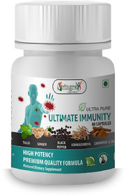 Vringra Ultimate Immunity Booster Capsules - Immunity Booster Tablets - Tulsi, Ginger, Black Pepper Powder Cap. 60 Cap.
