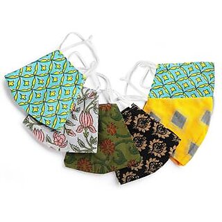 set of 6 cotton double ply reusable mask