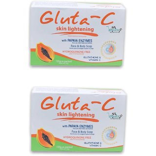                       Gluta C Intensive Whitening With Papaya Face And Body Soap (Pack of 2, 135g Each)                                              