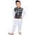 DIGIMART White Color Cotton Blended Kyrta Pyjama With Black Waistcoat Set For Boys