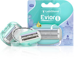 LetsShave Evior 6 Body Razor Blade Refills - Twin Three Blade Design Blade (Pack of 2)