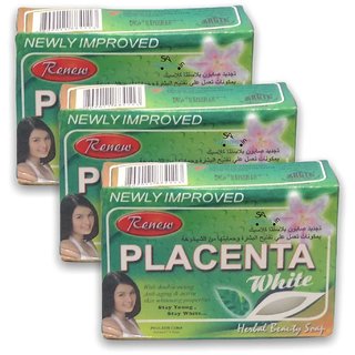                       Renew Placenta White Herbal Beauty Skin Whitening New Soap (Pack Of 3, 135g Each)                                              