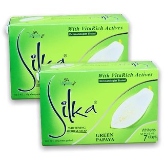                       Silka Whitening Herbal Green Papaya Soap (Pack Of 2, 135g Each)                                              